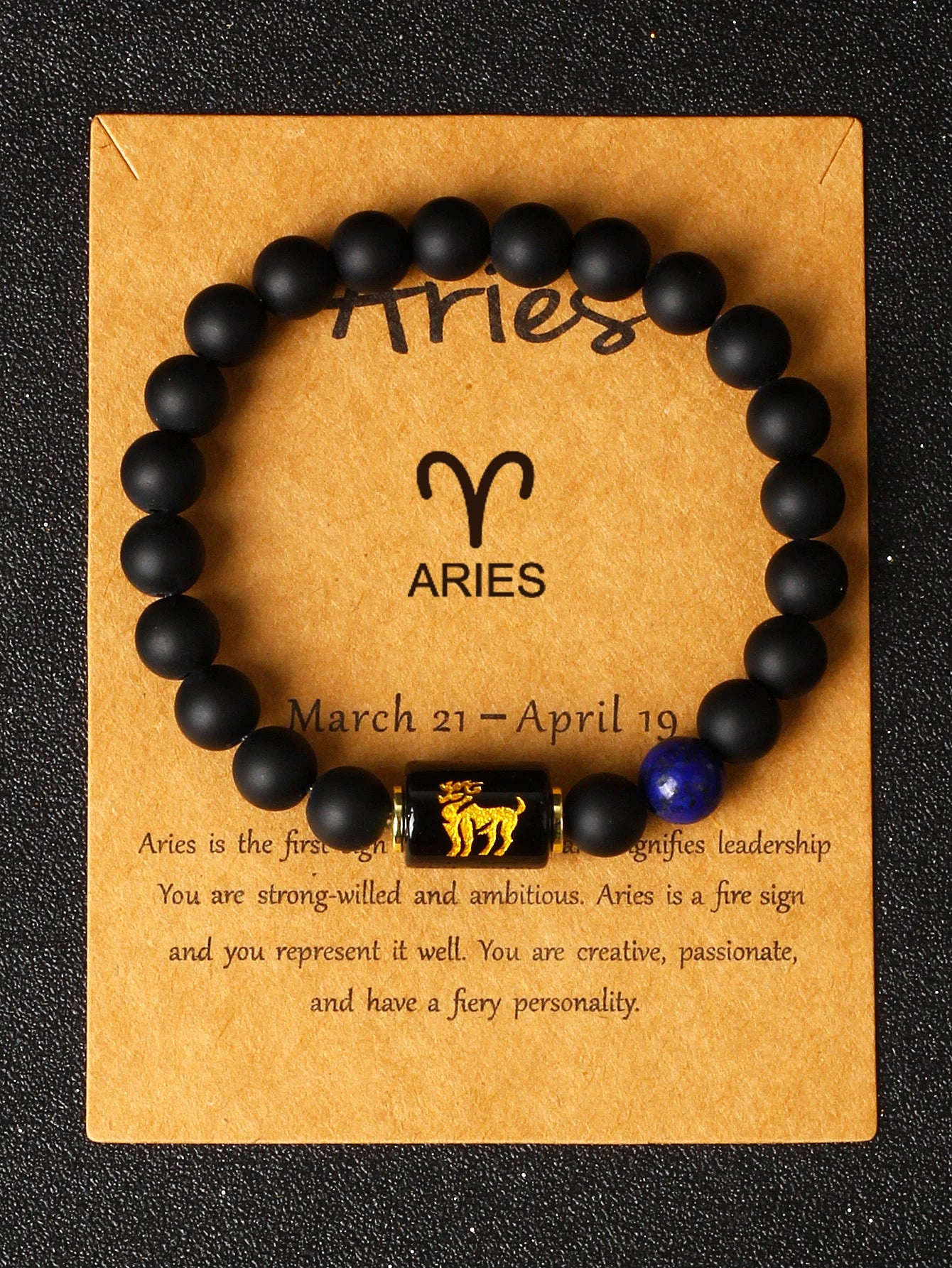 Midnight Moon Natural Stone Beads 12 Zodiac Sign Constellation Bracelet