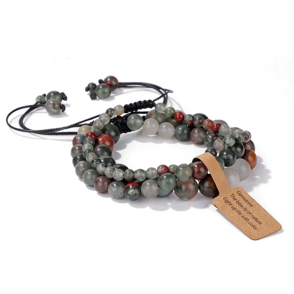 Universal Natural Stone Healing Mixed Size Beaded Bracelets