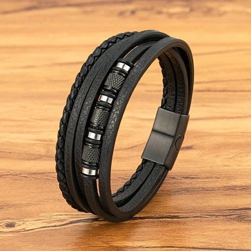 Magnetic Snap Charm Leather Bracelets