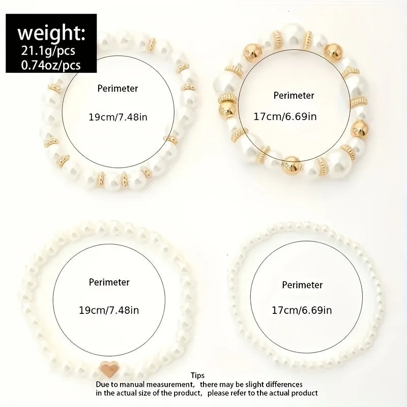 Beautiful and Versatile Pearl Love Bracelet Set