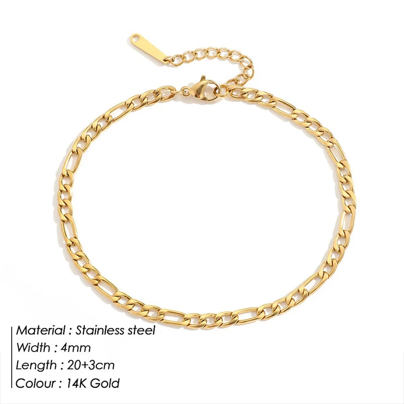 Stainless Steel Gold & Silver Array Anklets