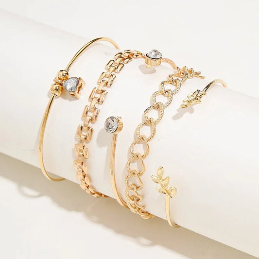 Geo Link Rhinestones Bracelet Set