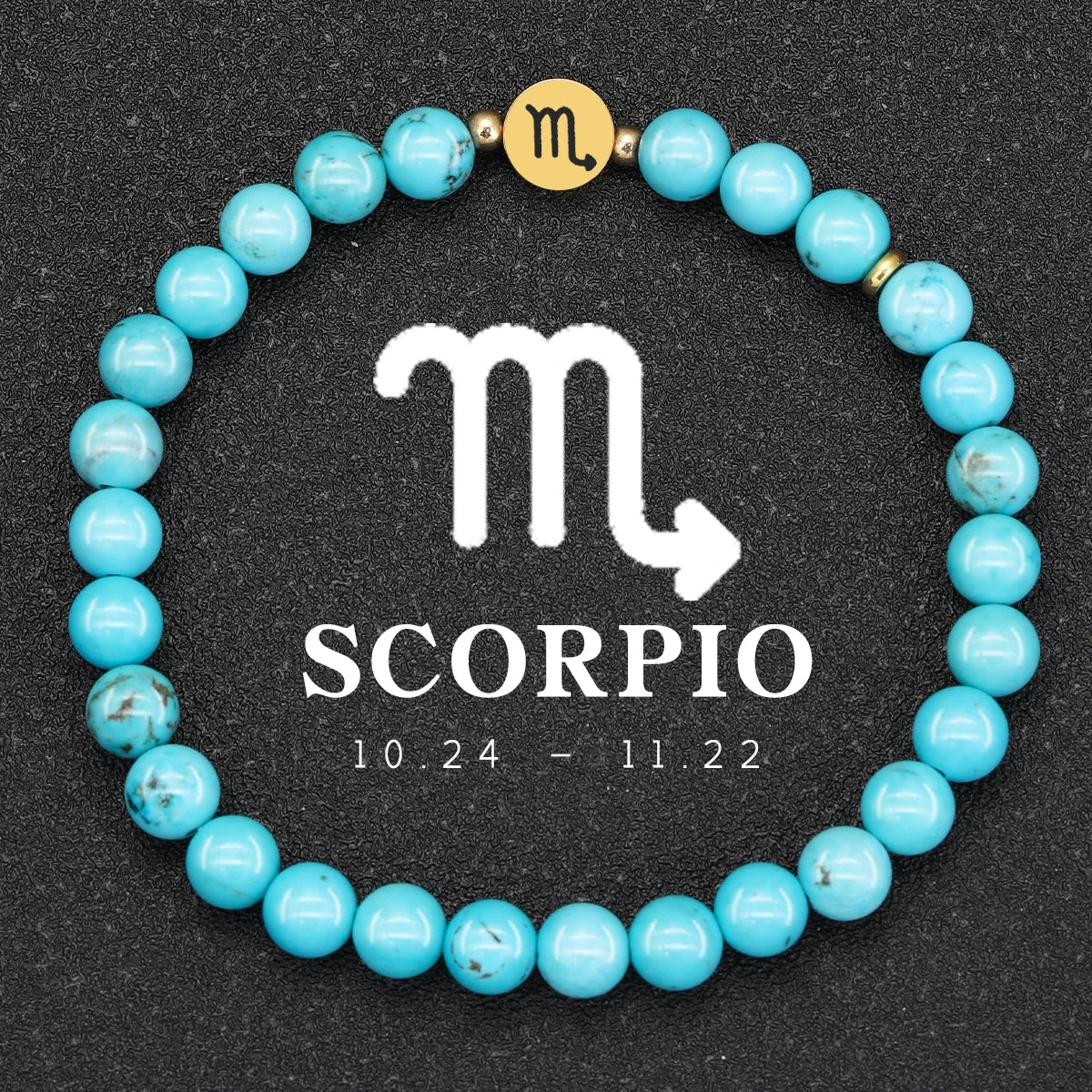 Natural Stone Blue Turquoise 12 Zodiac Bracelets