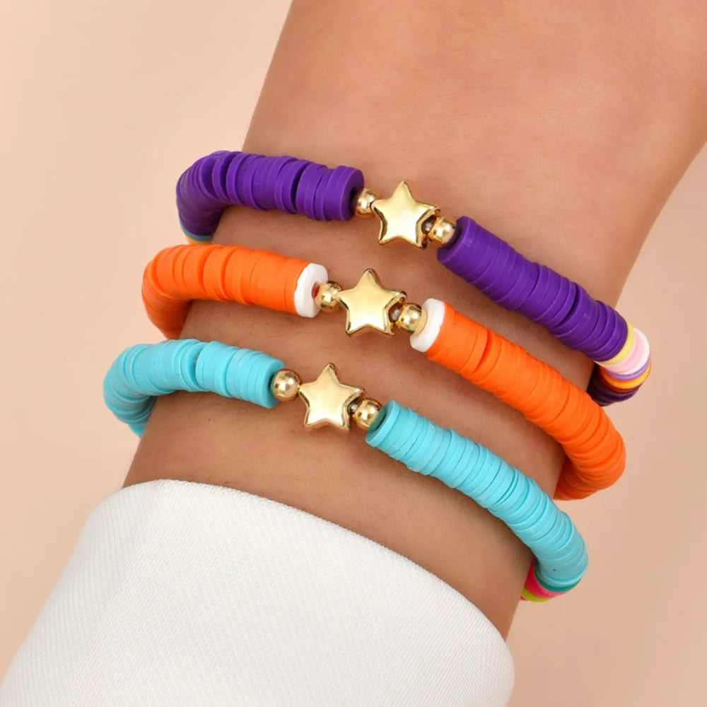 Rainbow Heart Charm Stackable Bracelets Sets
