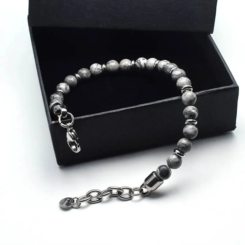 New Matte Map Volcanic Stone Beaded Personality Bracelet