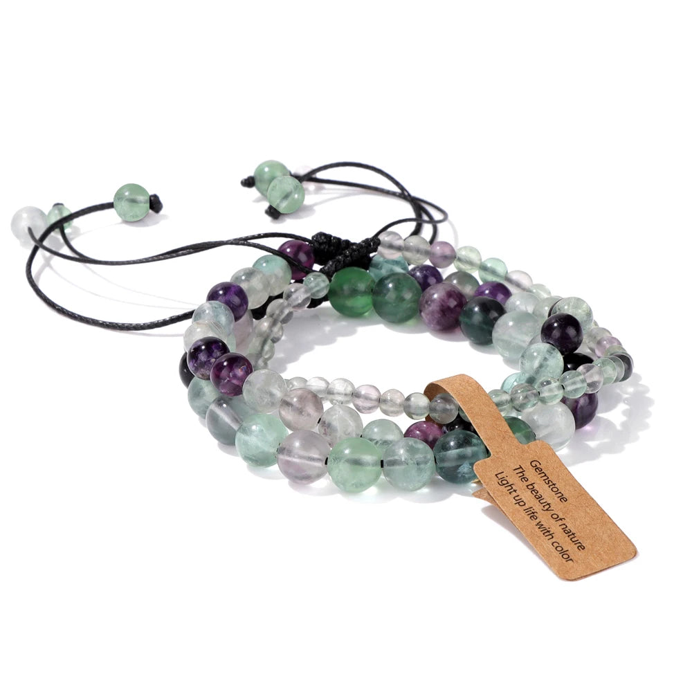 Universal Natural Stone Healing Mixed Size Beaded Bracelets