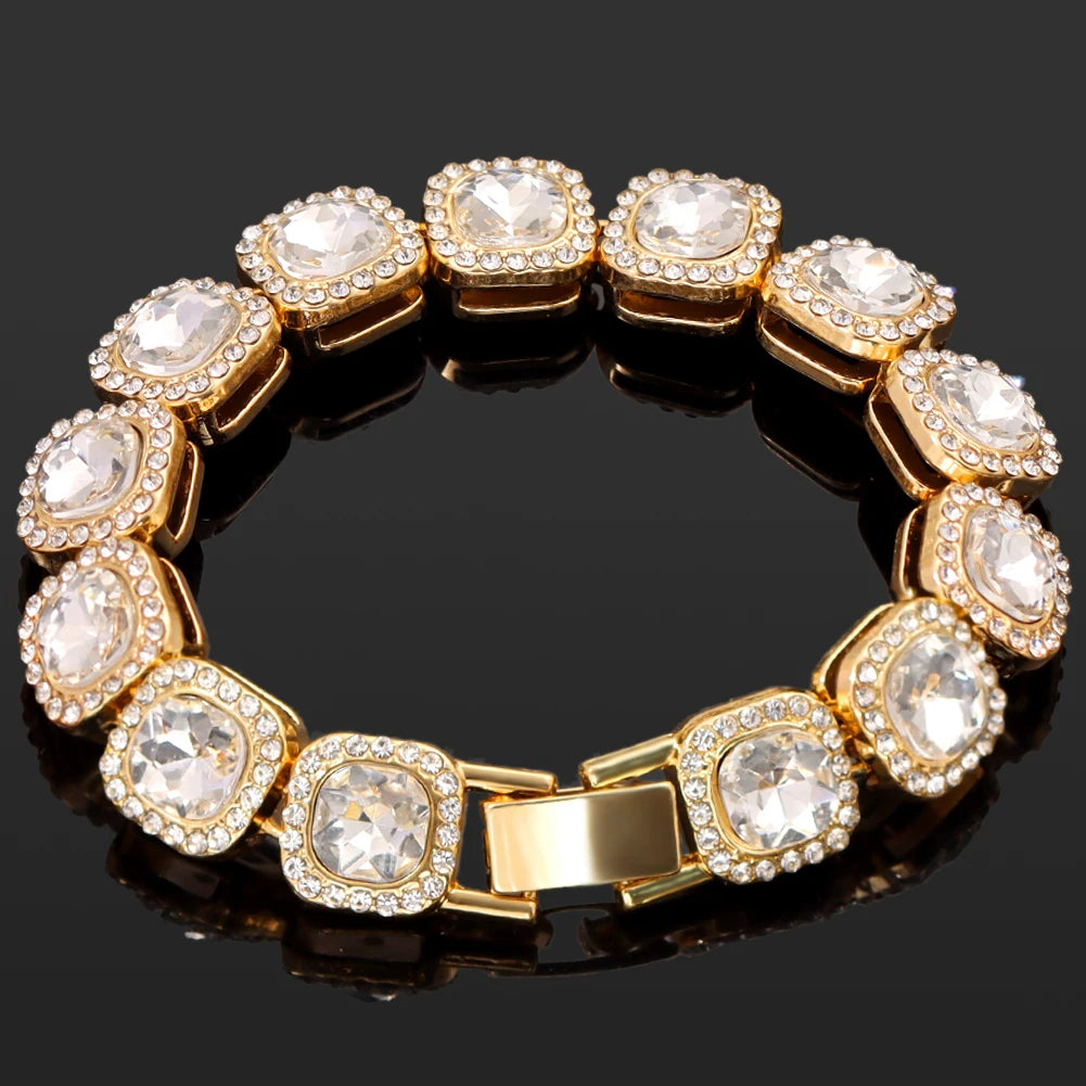 South Beach Miami Iced Out Cuban Link Bracelet 4Pcs Setss
