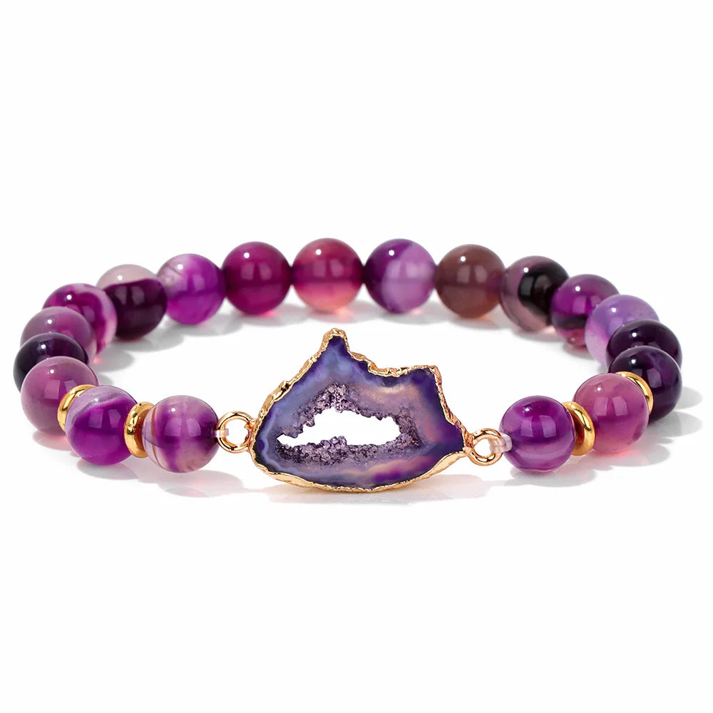 Gold Druzy Healing Agates Charms Bracelets