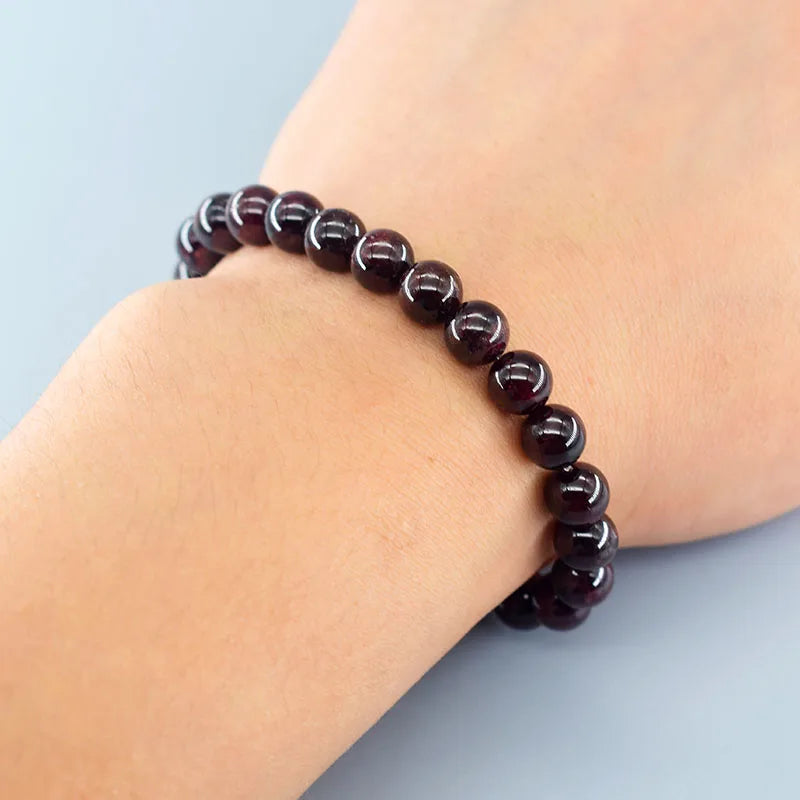 Garnet Stone Wine Red Bead Bracelet