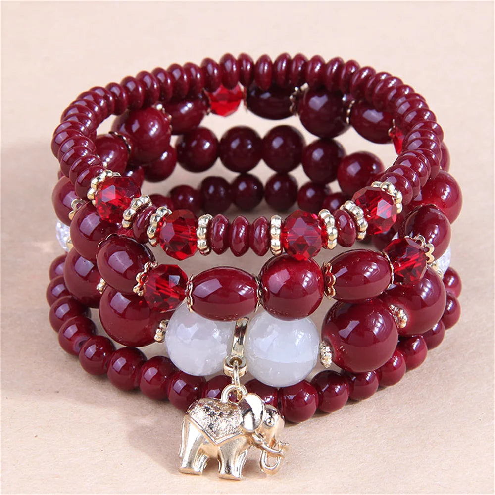 Good Luck Elephant Crystal Beads Bracelet
