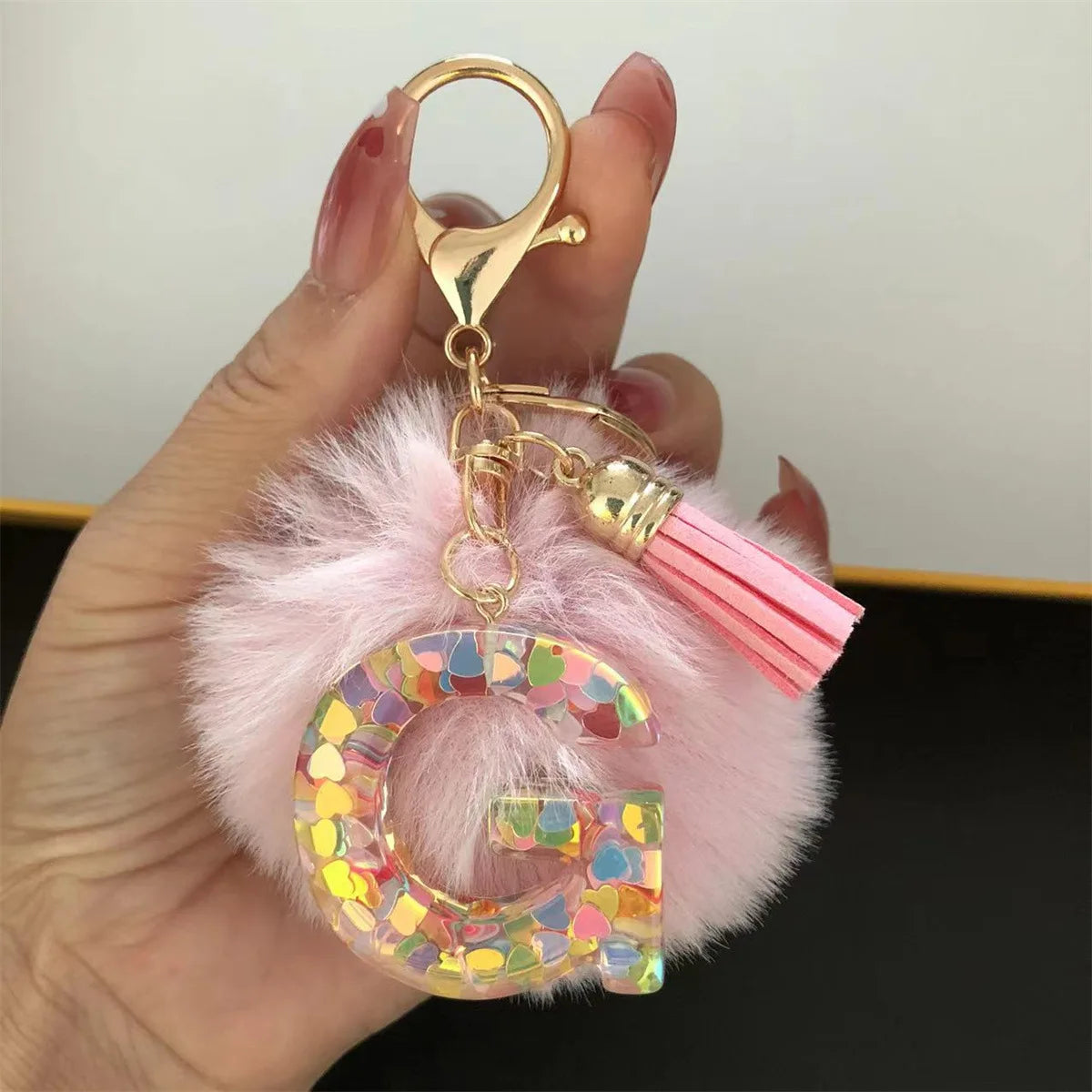 Pretty Pink Initials Alphabet Keychain Pendant