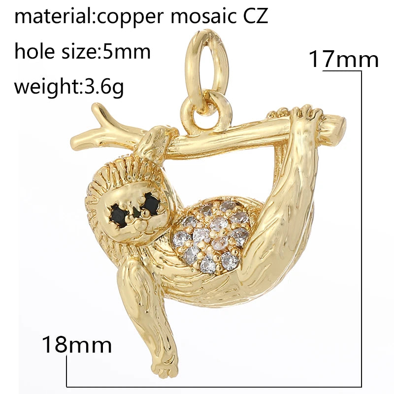 Cute Animals Plants Gold Bracelet Charm Pendants