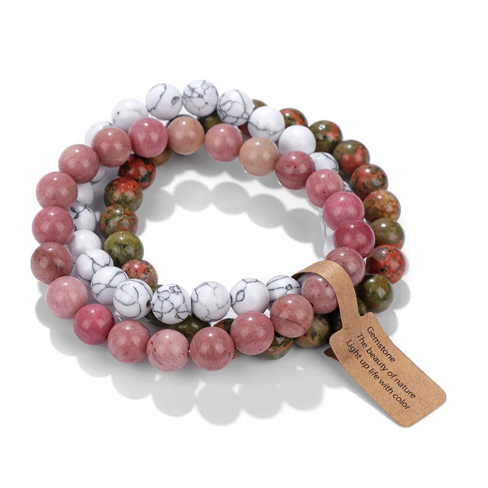 Matching Array of Triplet Natural Stone Bracelets Sets
