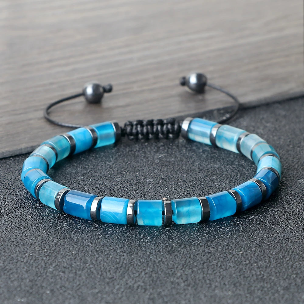 Spacer Glass Cylinder Braided Bracelet
