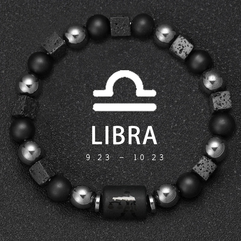 Obsidian Natural Stone 12 Zodiac Signs Bracelets
