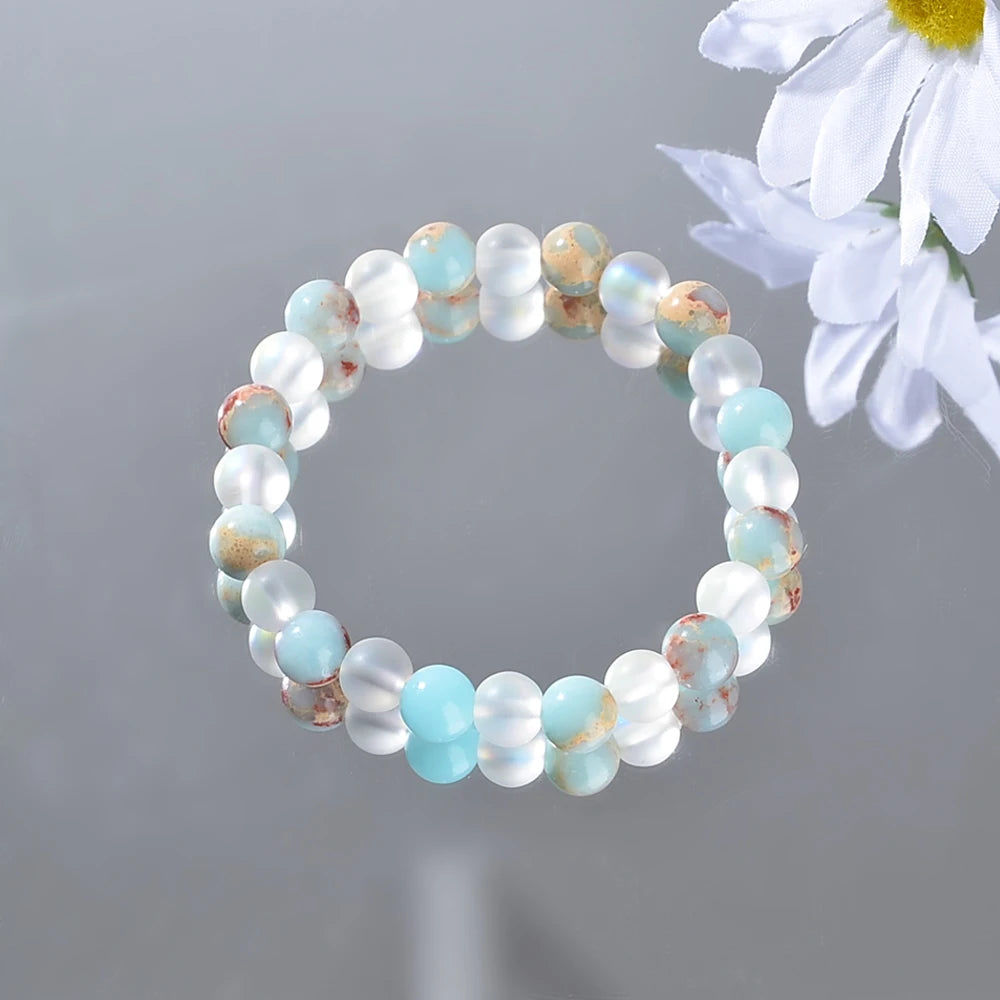 Merge Aura Quartz and Ocean Sediment Beaded Bracelet