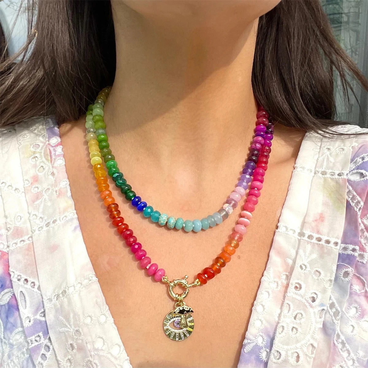 Candy Color Bright Charm Natural Stone Dopamine Necklace