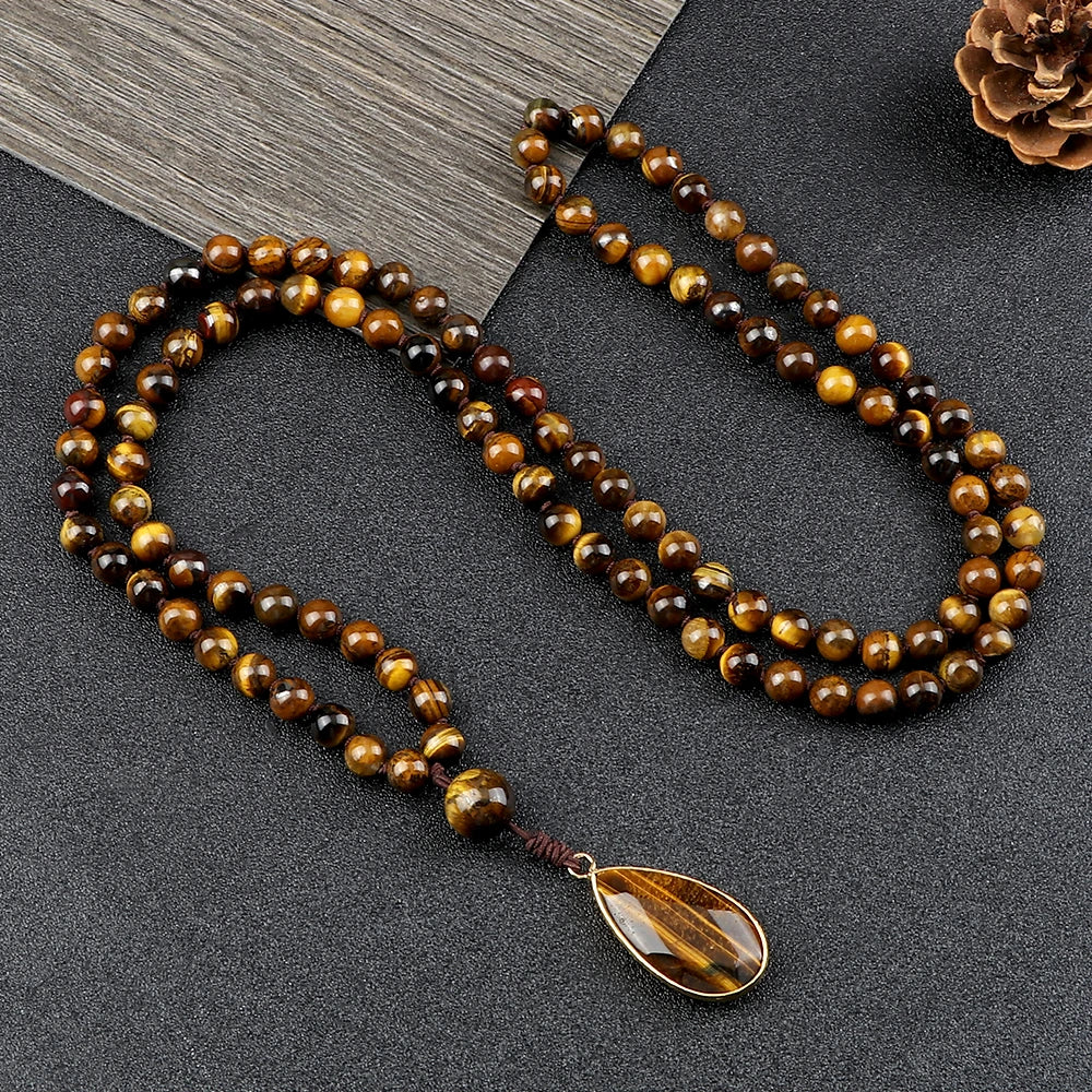 Tiger Eye Stone Pendant Necklace