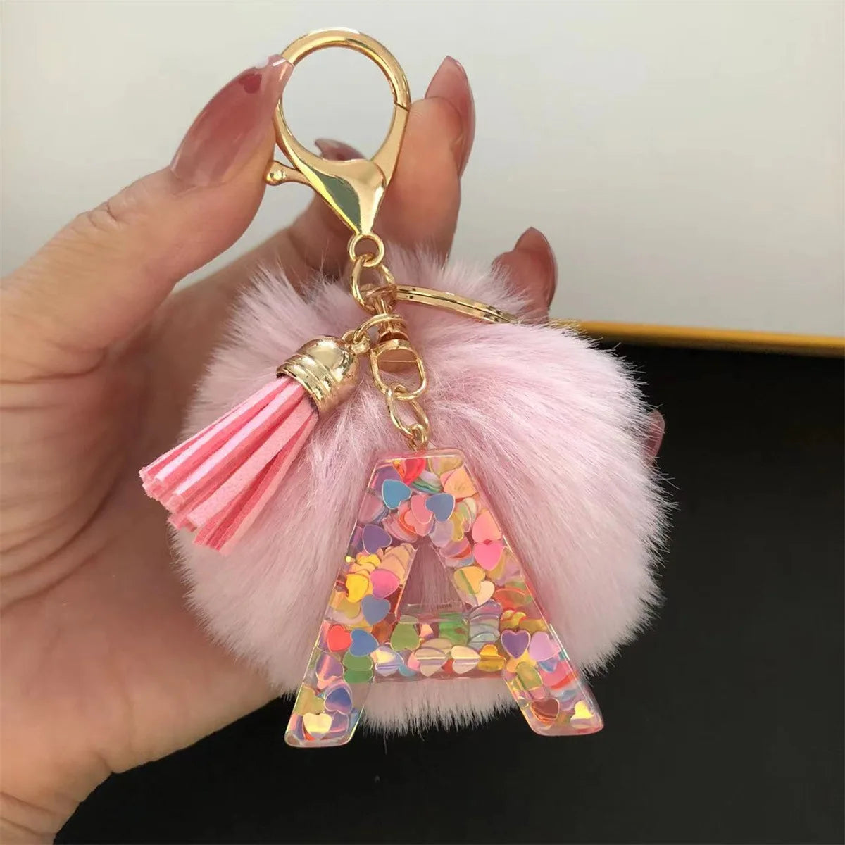 Pretty Pink Initials Alphabet Keychain Pendant