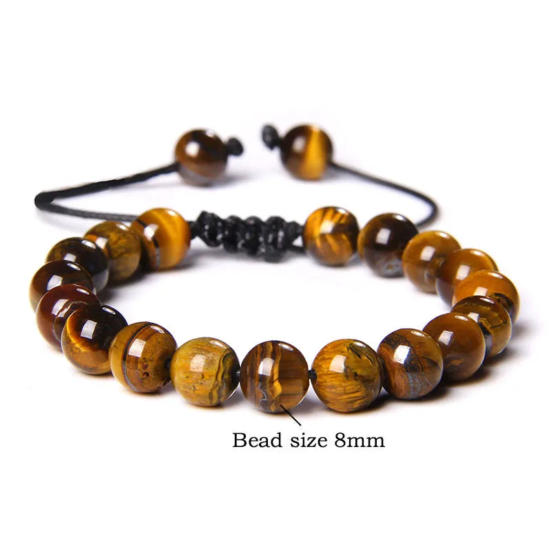 Cool Royal 5 Star Natural Stone Tiger Eye Beaded Bracelets
