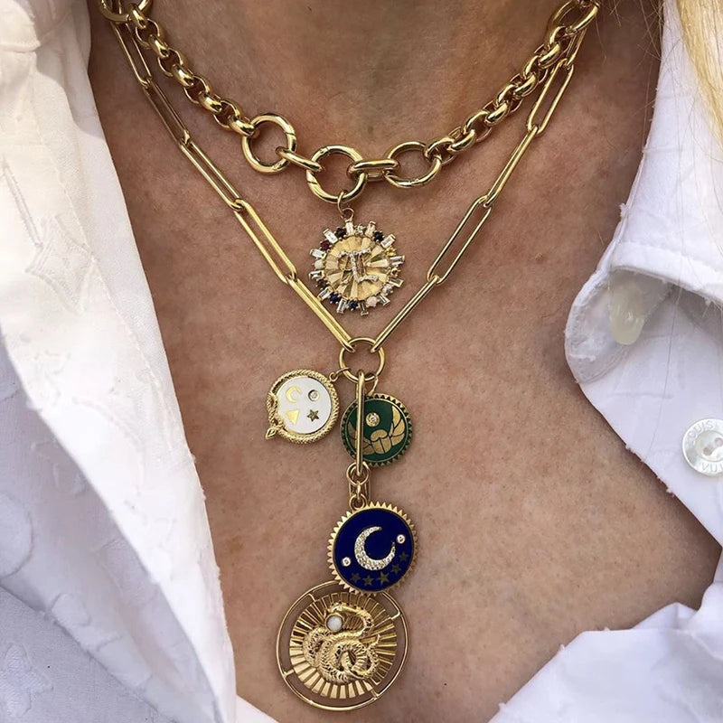 Multi-layer Multi-design Pendant Collar Necklace