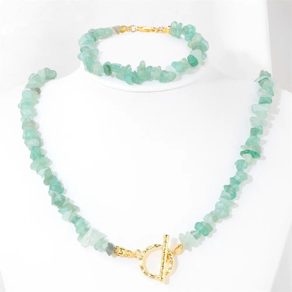 Gravel Gem Crystal Necklaces Bracelet Set
