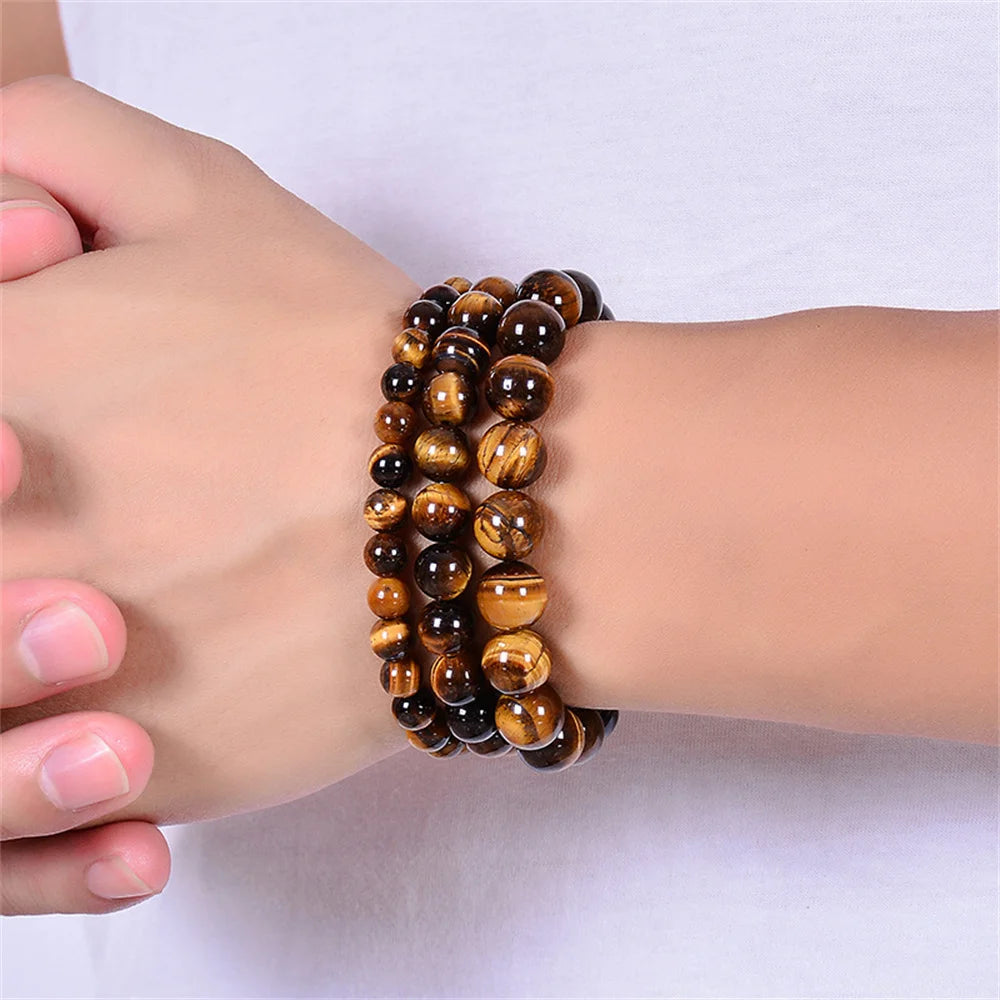 Tiger Power Tiger Eye Natural Energy Stone Beads Bracelets