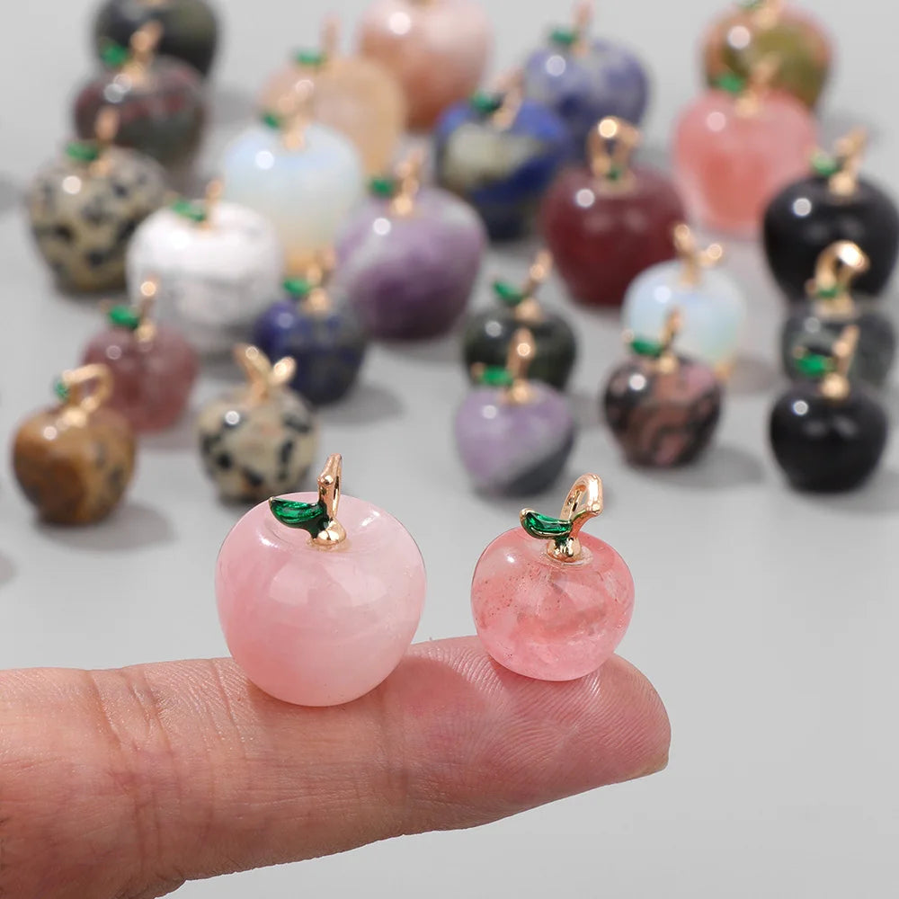 Exquisite Natural Stone Apple Pendants Gems