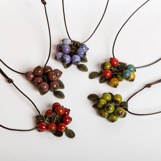 Assorted Fruit Floral Ceramic Beads Necklace