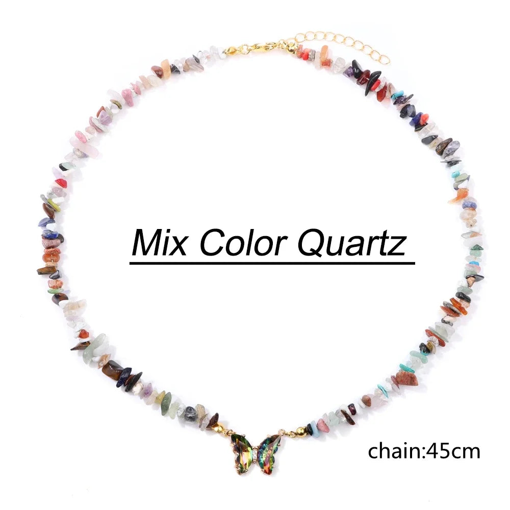 Butterfly Pendant Necklace Gravel Bracelets