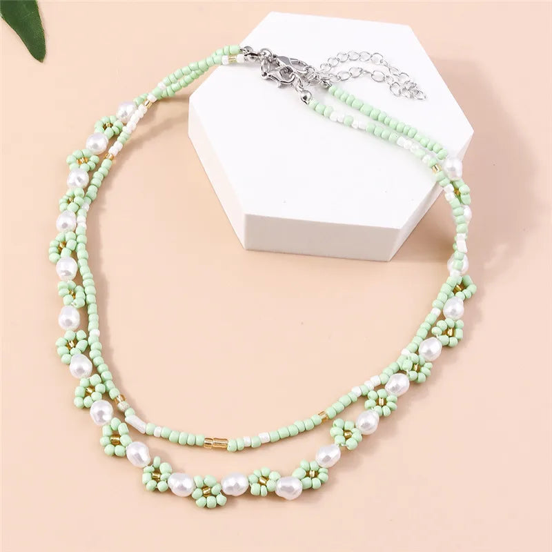 Lovely Sun Flowers Seeds Beaded Necklace