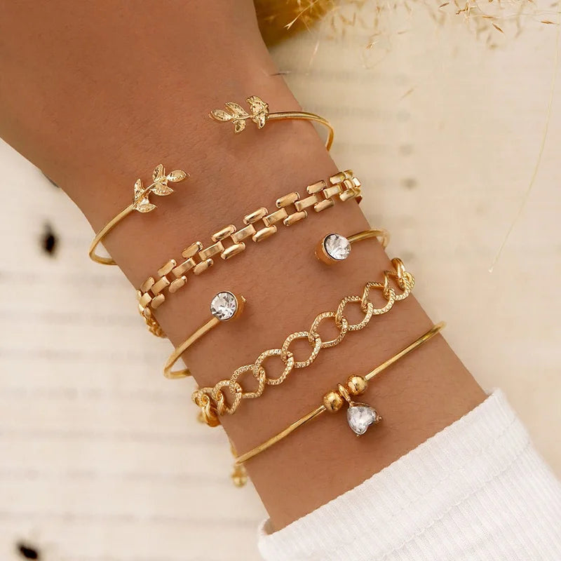 Geo Link Rhinestones Bracelet Set