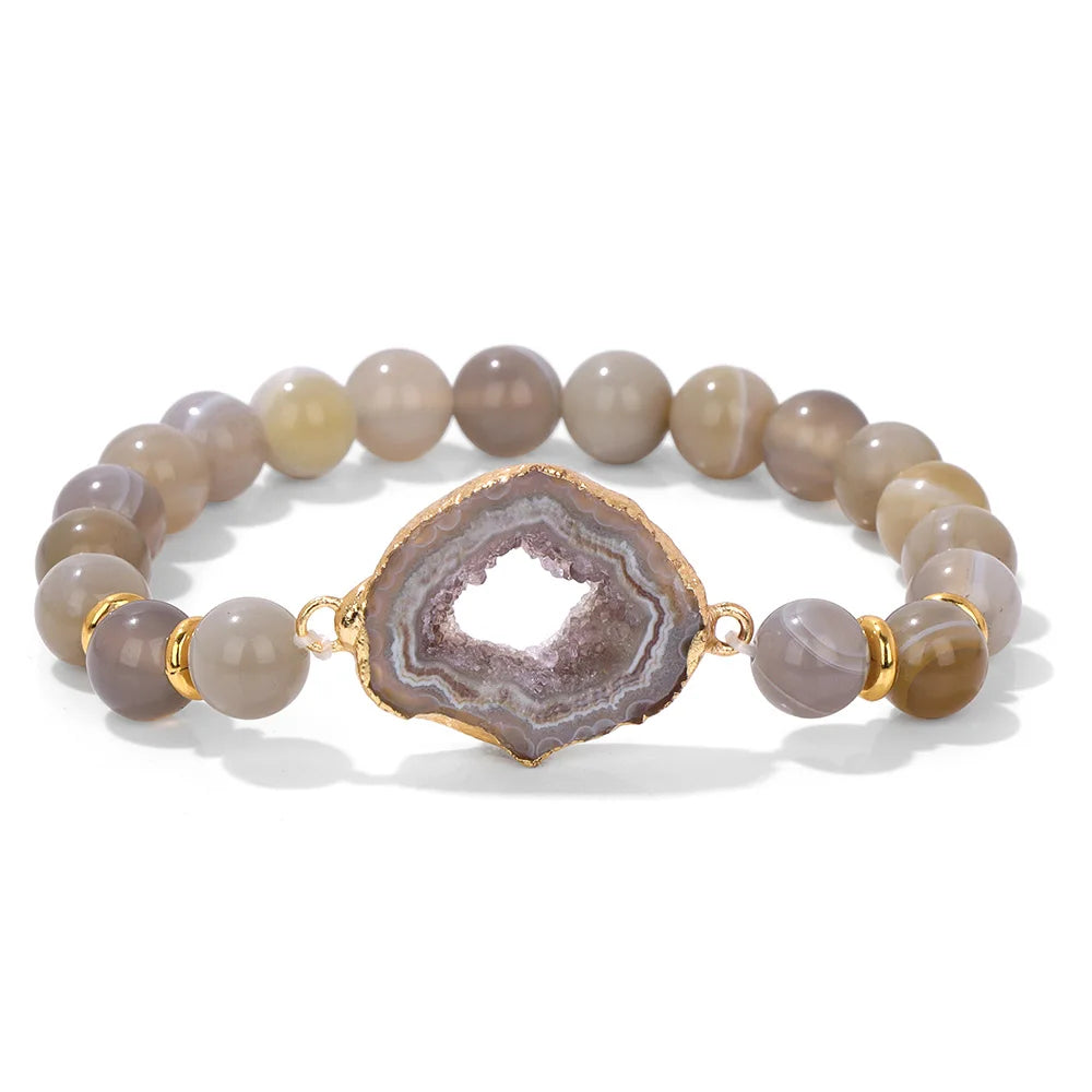 Gold Druzy Healing Agates Charms Bracelets