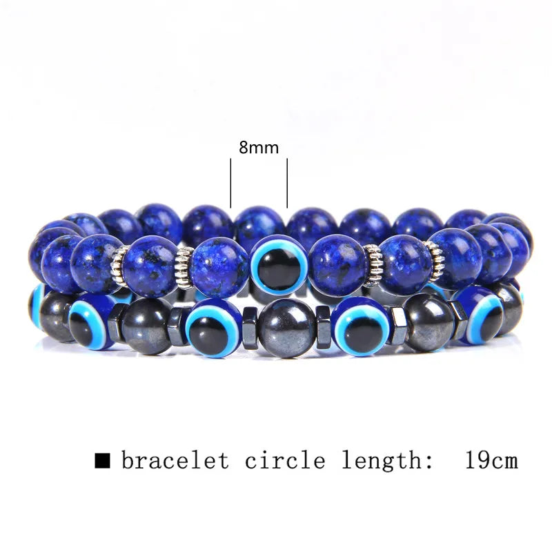 Lucky Blue Evil Eye Beads Bracelet Set