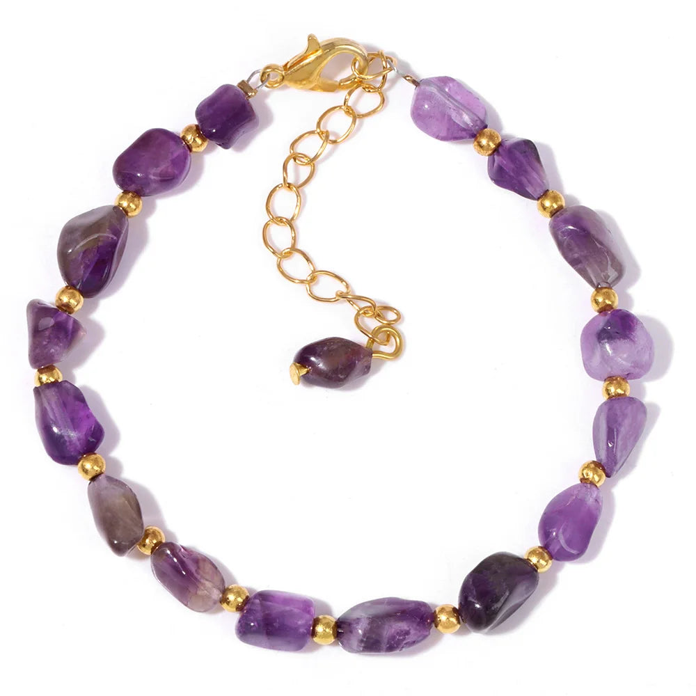 Natural Amethysts Charm Bracelet Series