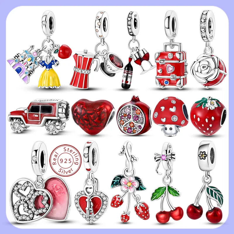 Red Cherry Strawberry Heart Warming Charm Pendants