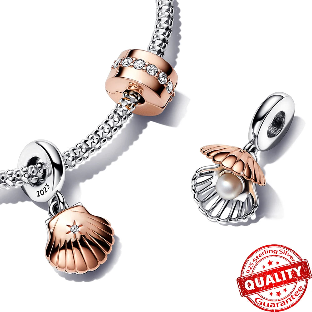 Gorgeous Rose Gold Dangle Charms Bracelet Fit Pieces