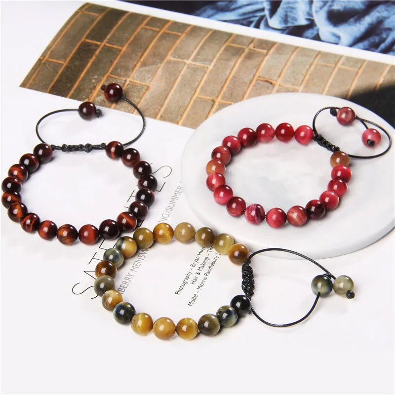 Cool Royal 5 Star Natural Stone Tiger Eye Beaded Bracelets