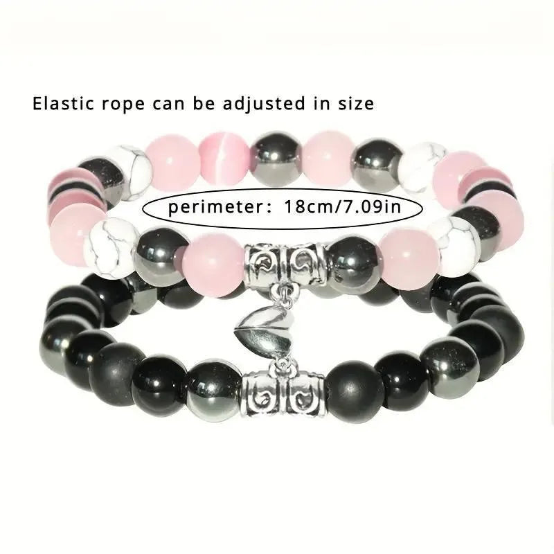 Heart To Heart Natural Stone Bullet Crystal Necklace & Bracelet