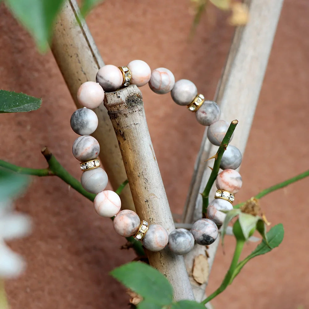 Beautiful Essential Oil Diffuser Healing Zebra Stone Bracelet