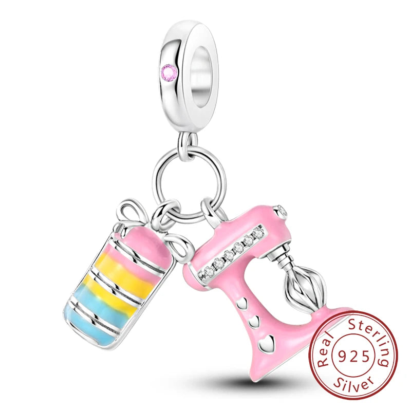 Splash Pink & Silver Pendant Charms