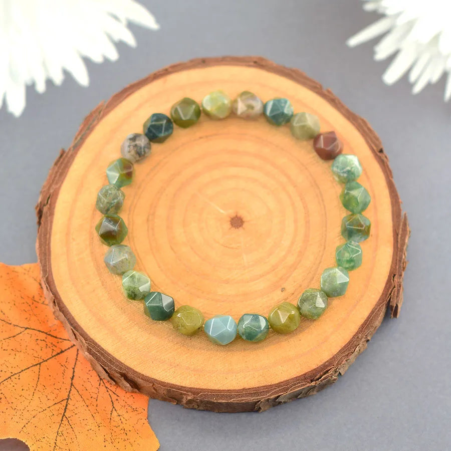 Colorful Indian Agate Bead Crystal Bracelet