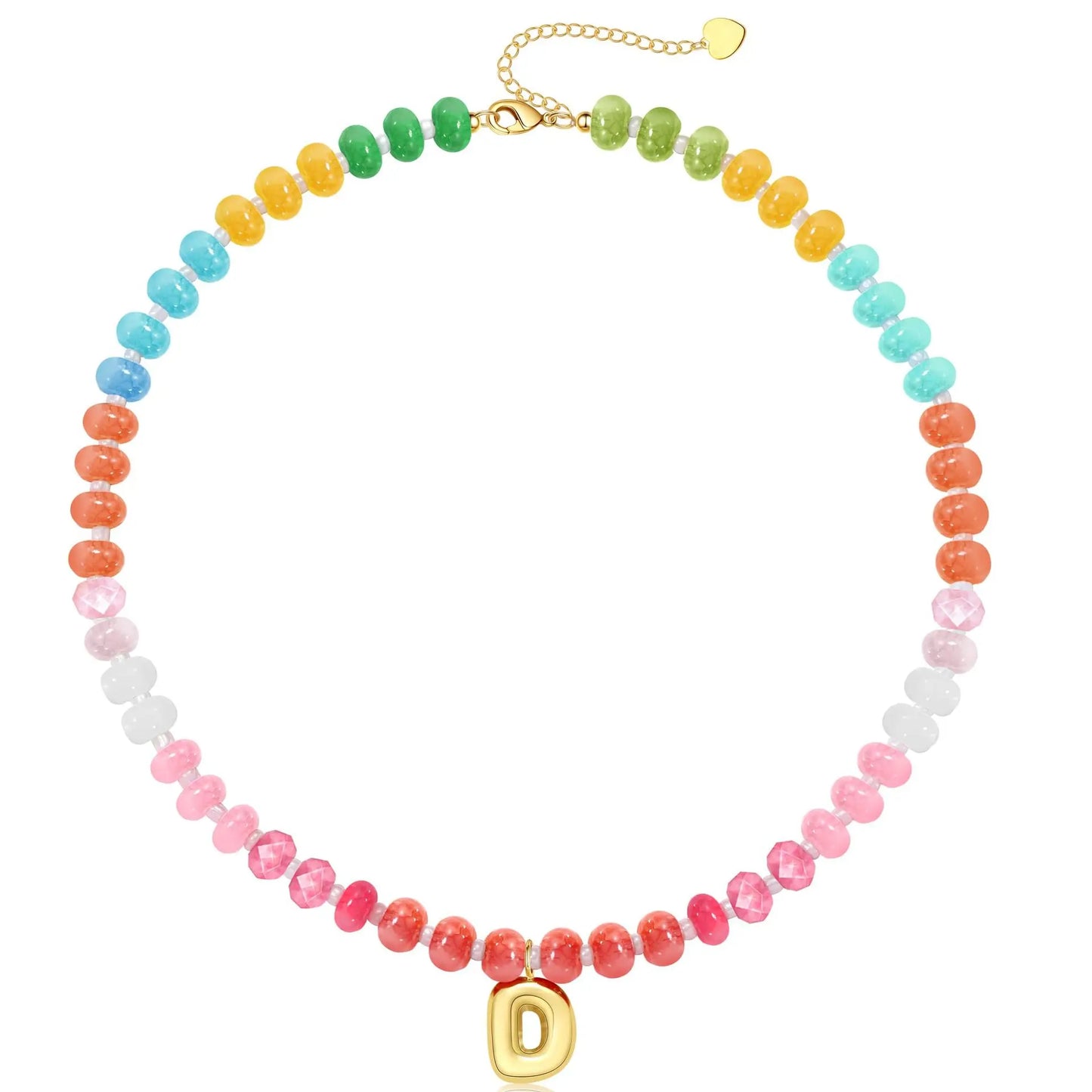 Passion Fruit Colorful Initial Natural Stone Necklaces