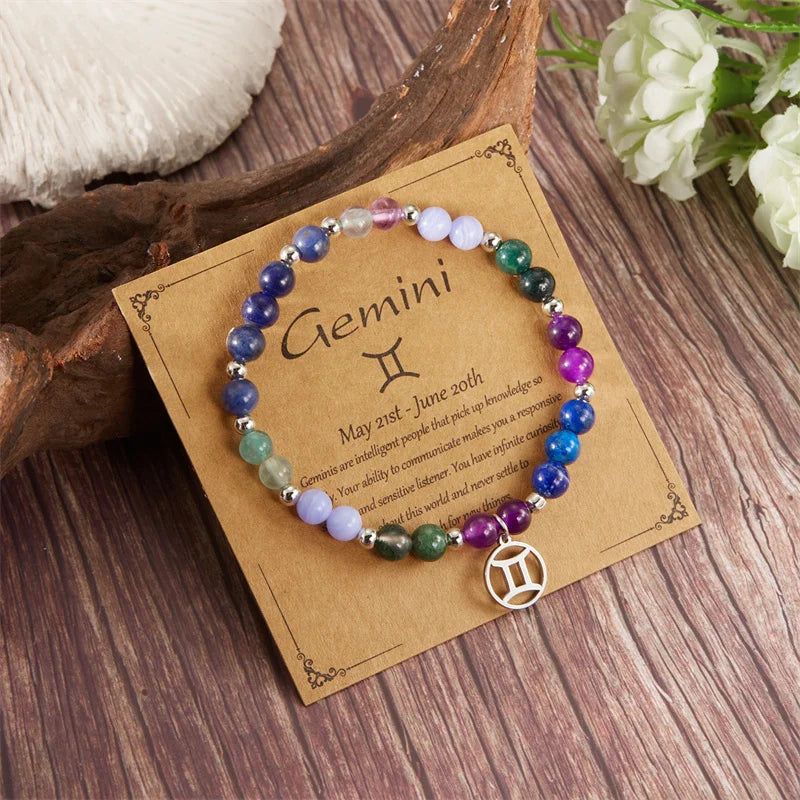 Colorful 12 Constellation Natural Stone Beaded Bracelets