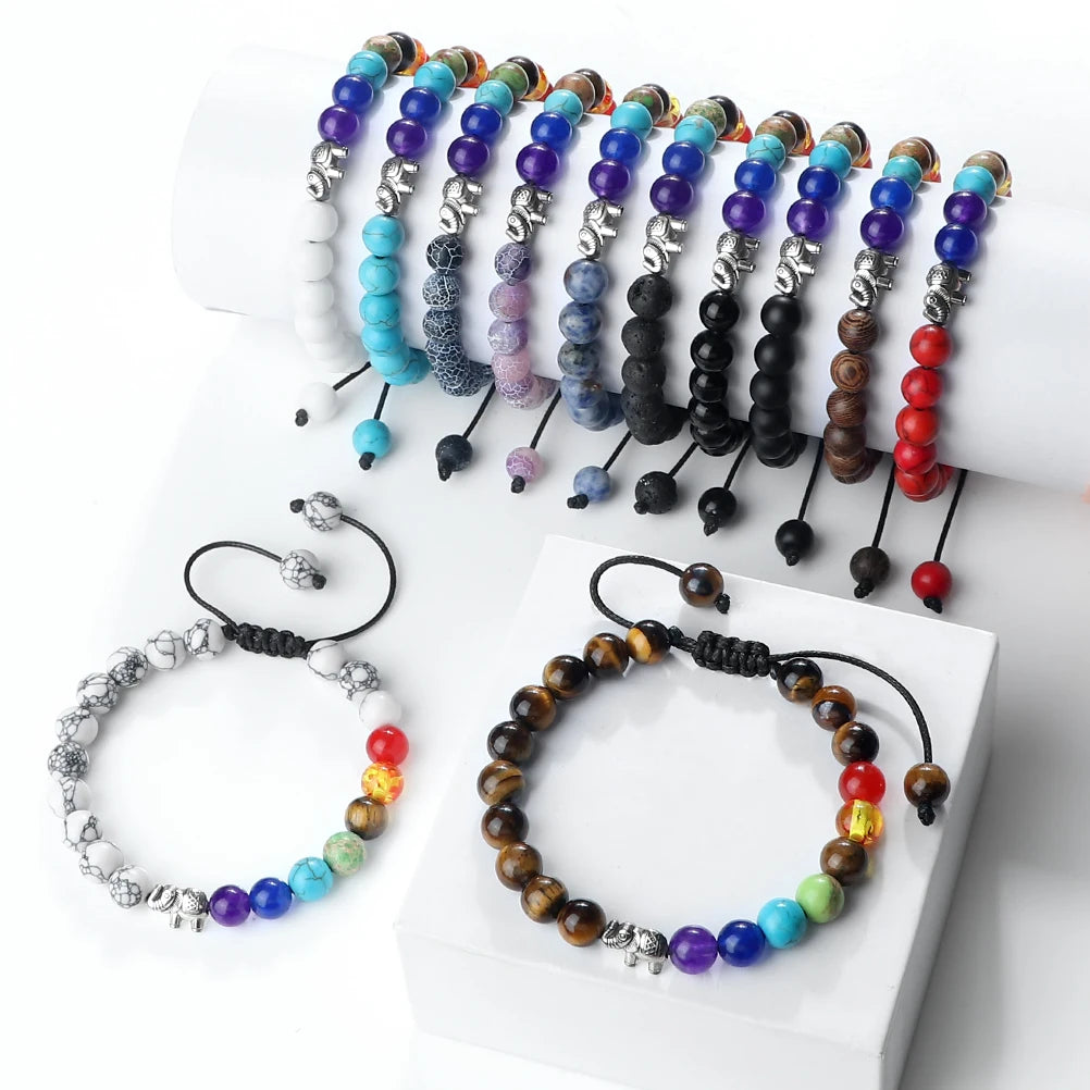 Harmonic Natural Stone 7 Chakra Beaded Bracelets