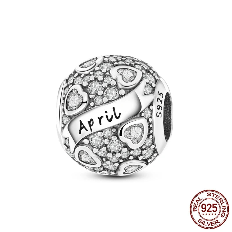 Zodiac Constellation Months Round Birthstone Charm Beads