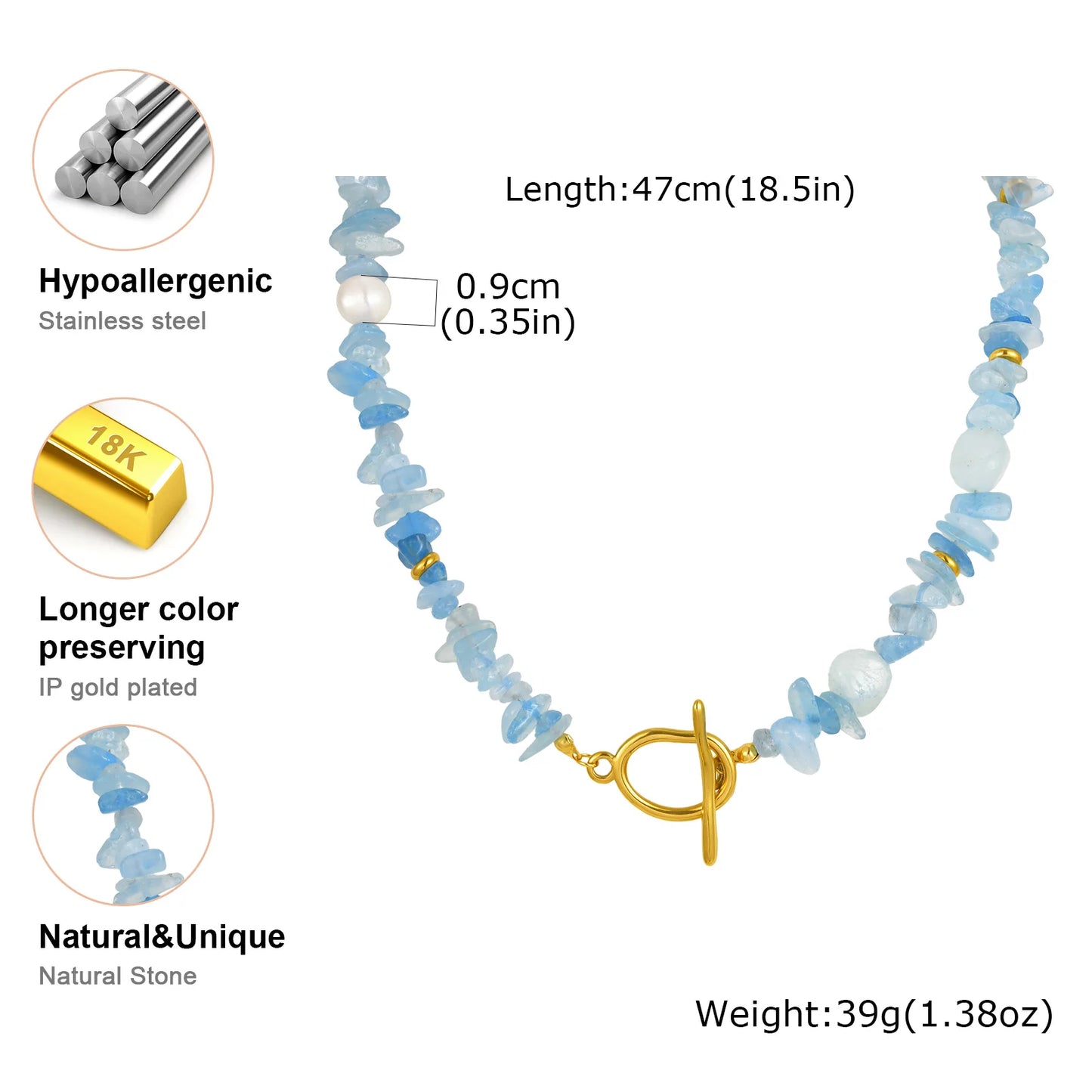 Blue Waters Unique Gravel Stone Necklaces