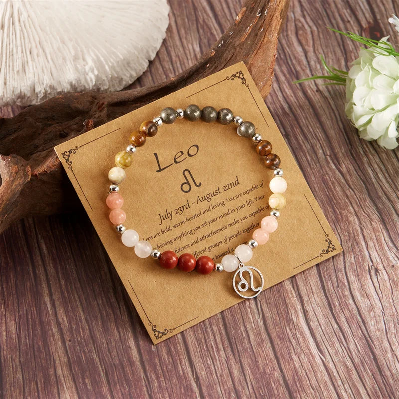 Colorful 12 Constellation Natural Stone Beaded Bracelets
