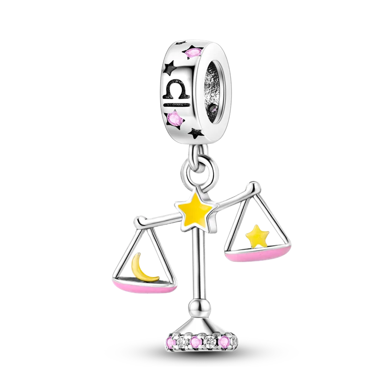 Zodiac Constellation Months Round Birthstone Charm Beads