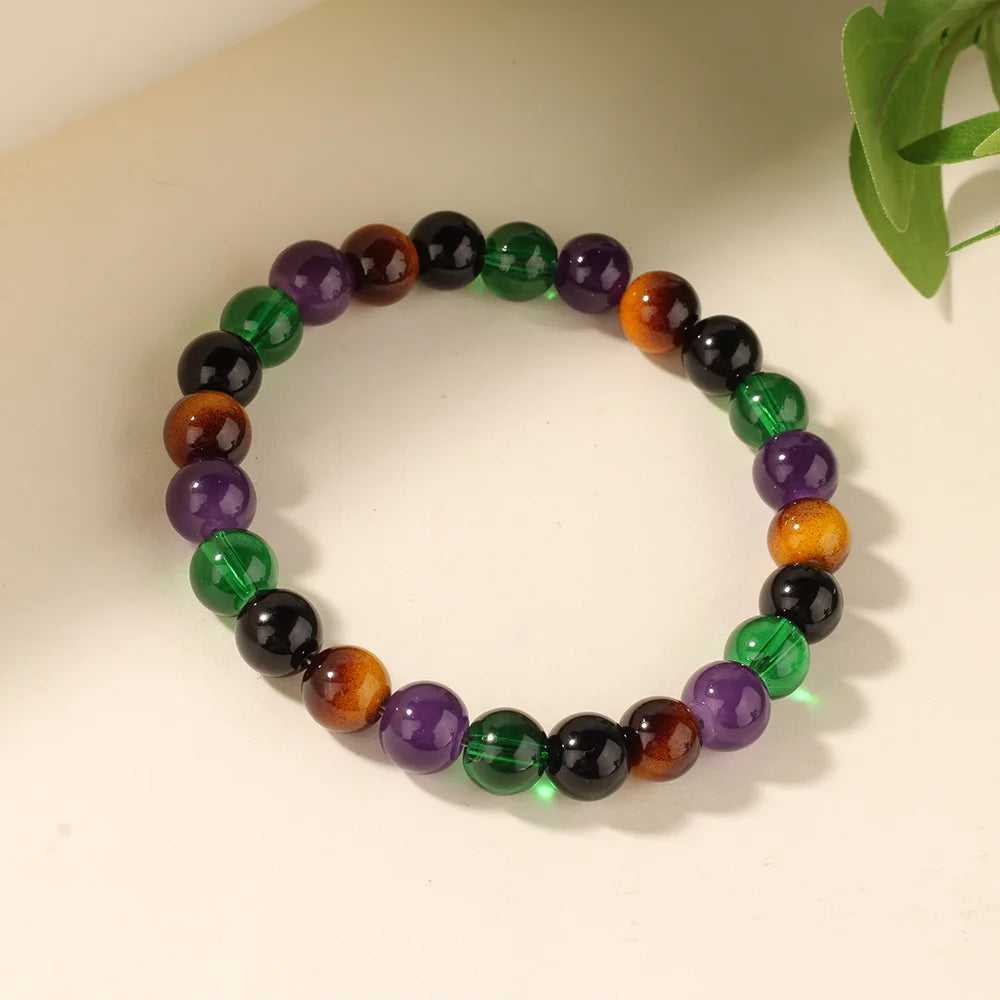 Royal Premium Attraction Black Green & Purple stone bead bracelet
